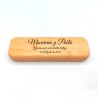 Set Bolígrafo Plateado y Madera Bambú y Caja de Bambú Grabado Láser