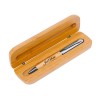 Set Bolígrafo Plateado y Madera Bambú y Caja de Bambú Grabado Láser