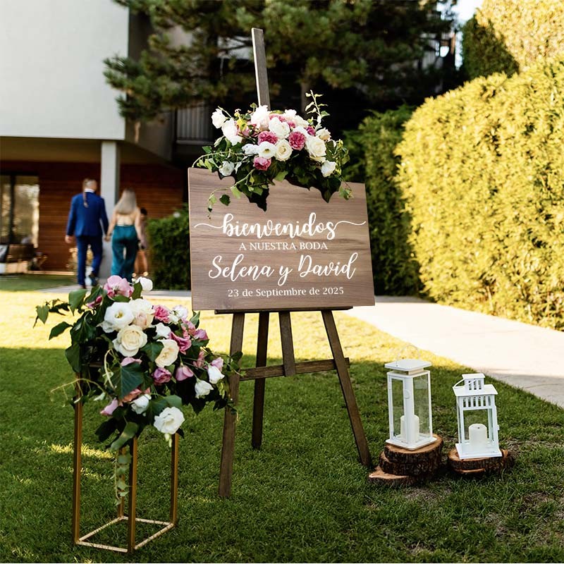 💍 Cartel de Madera Personalizado para Bodas ✨ Bienvenida Elegante y única