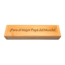 🎁 Regalo en madera: set de bambú con bolígrafo grabado Día del Padre