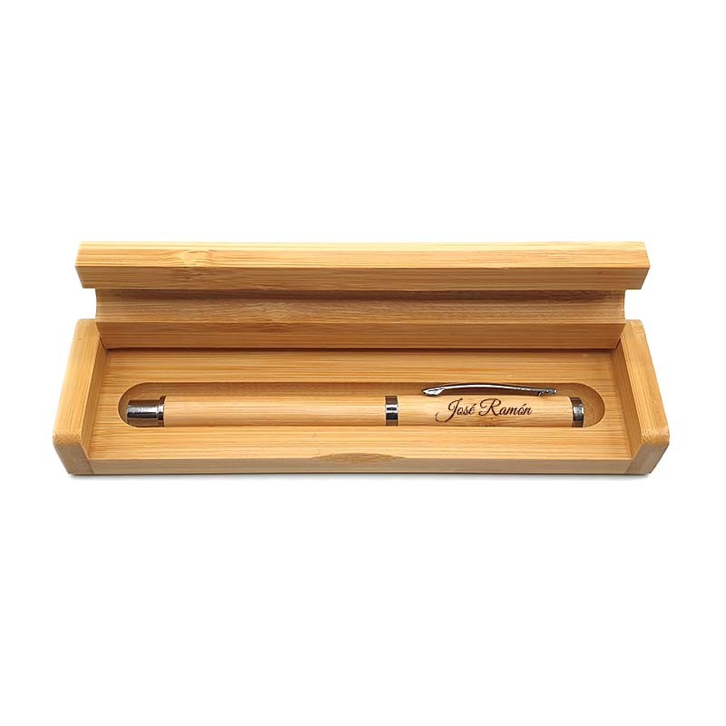 ✨🎉 Caja de Bambú con Bolígrafo Personalizado – Sorprende a tus Padrinos