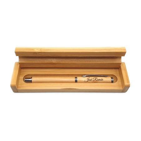 ✨🎉 Caja de Bambú con Bolígrafo Personalizado – Sorprende a tus Padrinos