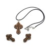 Conjunto de Collar y Pendientes ✝️ de Madera de Roble Hechos a Mano