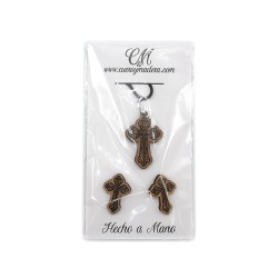 Conjunto de Collar y Pendientes ✝️ de Madera de Roble Hechos a Mano