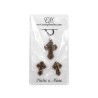Conjunto de Collar y Pendientes ✝️ de Madera de Roble Hechos a Mano