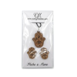 🖐 Conjunto Mano de Fátima en Madera | Colgante y Pendientes Artesanales