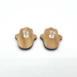 🖐 Conjunto Mano de Fátima en Madera | Colgante y Pendientes Artesanales