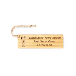 Marca páginas de madera de bambú personalizado para comunión