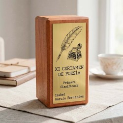 Premio de madera de caoba personalizado para certamen elegante