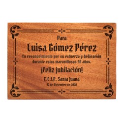 Placas de homenaje en madera natural para "La Mejor Profe".
