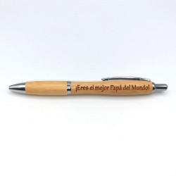 🎁 Regalo en madera: set de bambú con bolígrafo grabado Día del Padre