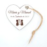 Etiqueta de Madera Corazon Para Bodas Personalizado Gatos